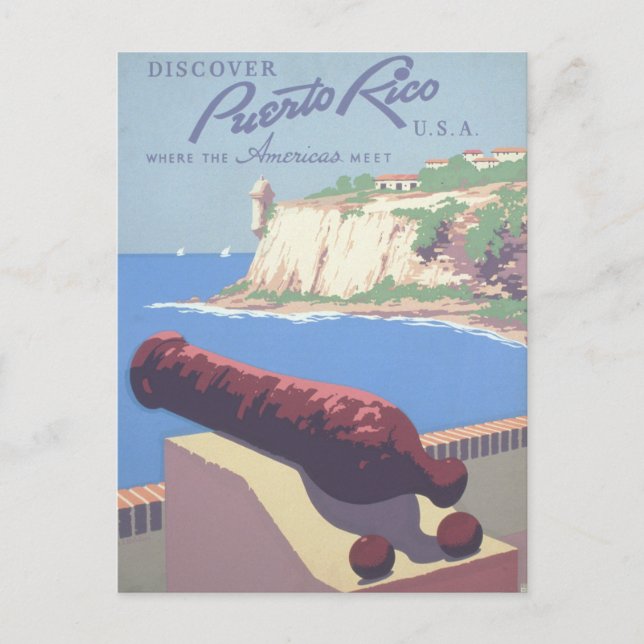 Vintage Travel Poster Promoting Puerto Rico Postcard (Front)