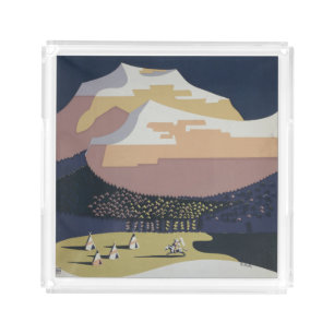 Vintage Travel Poster Promoting Travel To Montana Acrylic Tray
