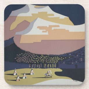 Vintage Travel Poster Promoting Travel To Montana Beverage Coaster