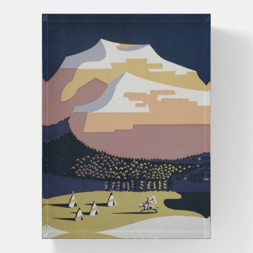 Vintage Travel Poster Promoting Travel To Montana Paperweight