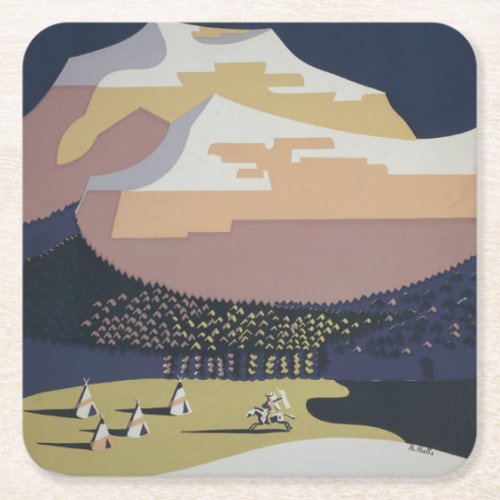 Vintage Travel Poster Promoting Travel To Montana Square Paper Coaster