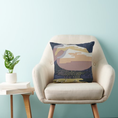 Vintage Travel Poster Promoting Travel To Montana Throw Pillow