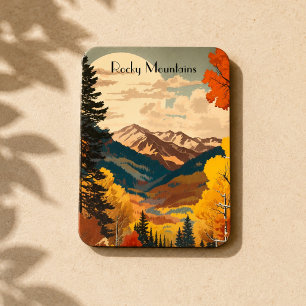 Vintage Travel Poster Rocky Mountains Magnet