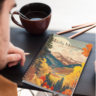 Vintage Travel Poster Rocky Mountains Notebook