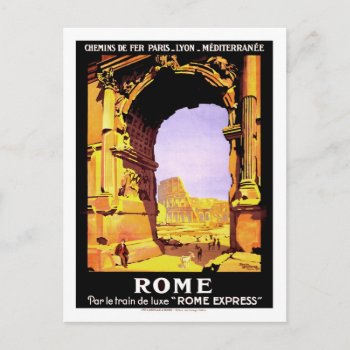 Vintage Travel Poster Rome Postcard by ContinentalToursist at Zazzle