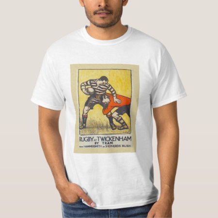 Vintage Travel Poster, Rugby At Twickenham By Tram T-shirt