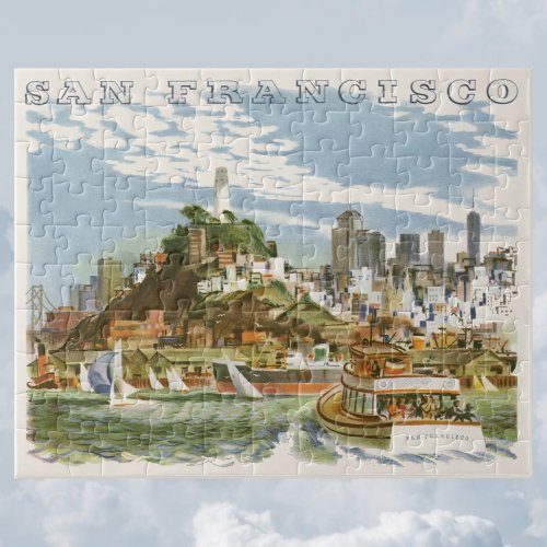 Vintage Travel Poster San Francisco Bay Ferry Boat Jigsaw Puzzle