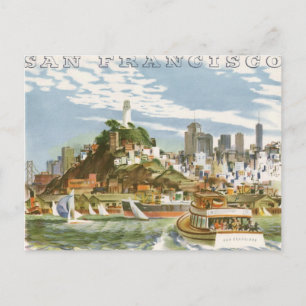Vintage Travel Poster San Francisco Bay Ferry Boat Postcard