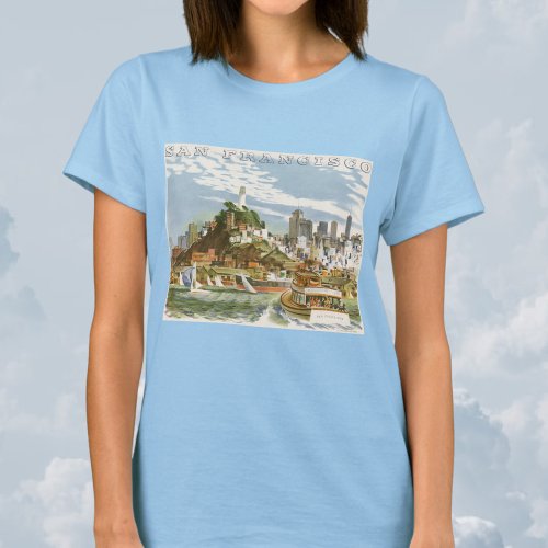 Vintage Travel Poster San Francisco Bay Ferry Boat T_Shirt