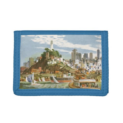 Vintage Travel Poster San Francisco Bay Ferry Boat Trifold Wallet