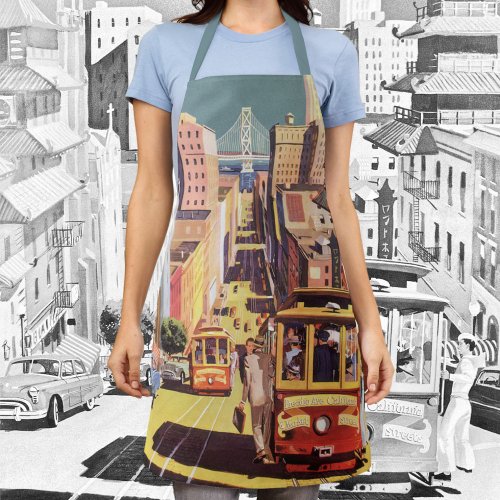 Vintage Travel Poster San Francisco Cable Cars Apron