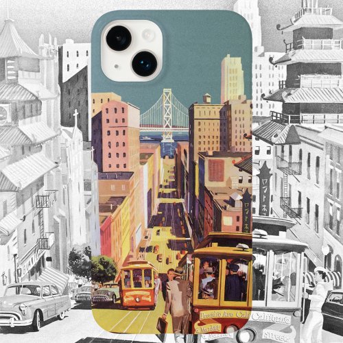 Vintage Travel Poster San Francisco Cable Cars Case_Mate iPhone 14 Plus Case