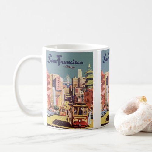 Vintage Travel Poster San Francisco Cable Cars Coffee Mug