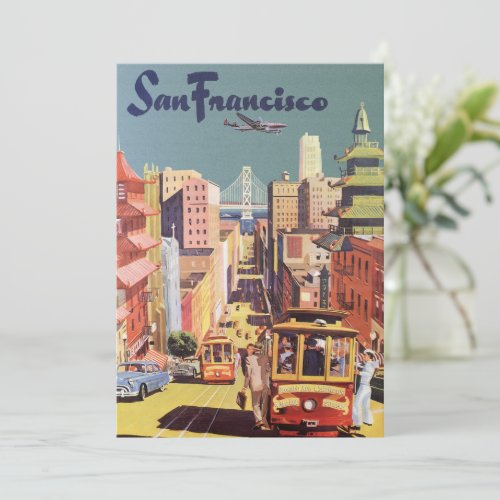 Vintage Travel Poster San Francisco Cable Cars Invitation