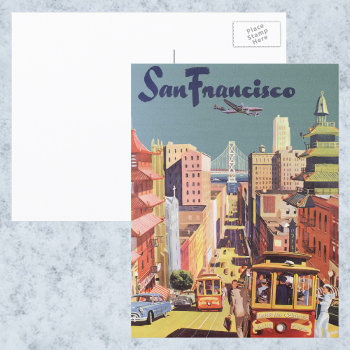Vintage Travel Poster San Francisco Cable Cars Postcard by YesterdayCafe at Zazzle