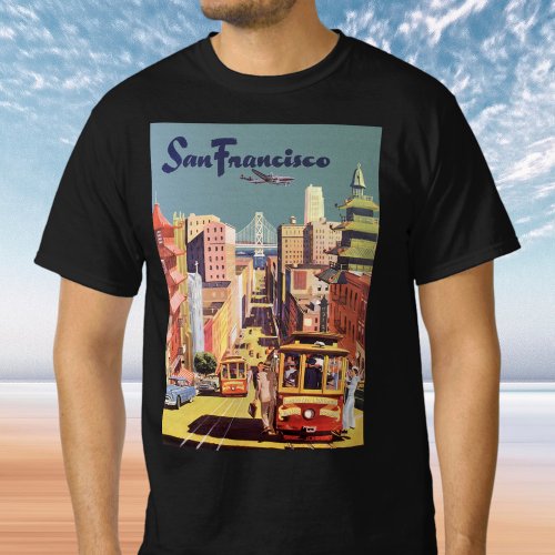 Vintage Travel Poster San Francisco Cable Cars T_Shirt