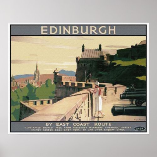 Vintage Travel Poster Scotland Edinburgh Castle