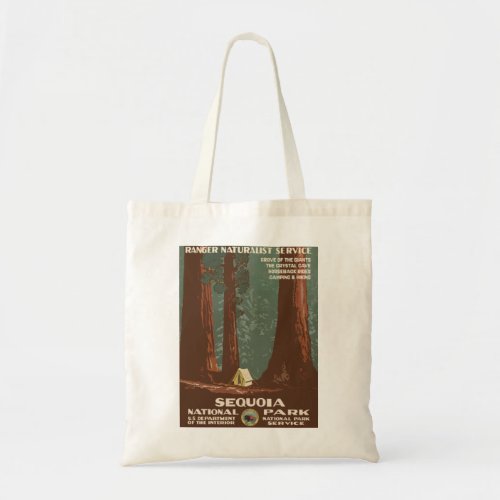 Vintage Travel Poster Sequoia National Park Camp Tote Bag