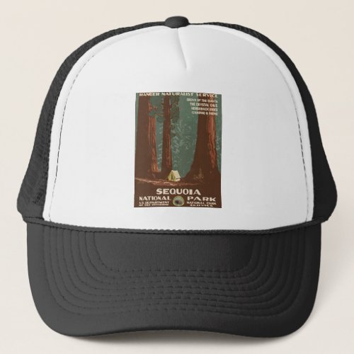 Vintage Travel Poster Sequoia National Park Camp Trucker Hat