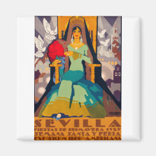 vintage travel poster seville spain magnet