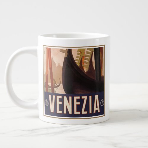 Vintage Travel Poster Showing A Canal In Venice Giant Coffee Mug