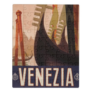 Vintage Travel Poster Showing A Canal In Venice Jigsaw Puzzle