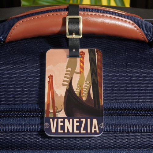 Vintage Travel Poster Showing A Canal In Venice Luggage Tag