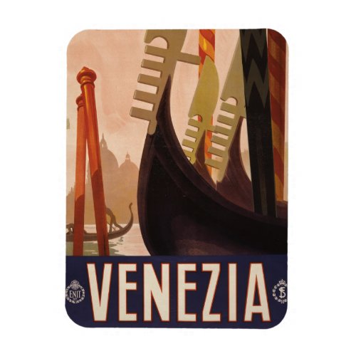 Vintage Travel Poster Showing A Canal In Venice Magnet