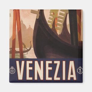 Vintage Travel Poster Showing A Canal In Venice Magnet