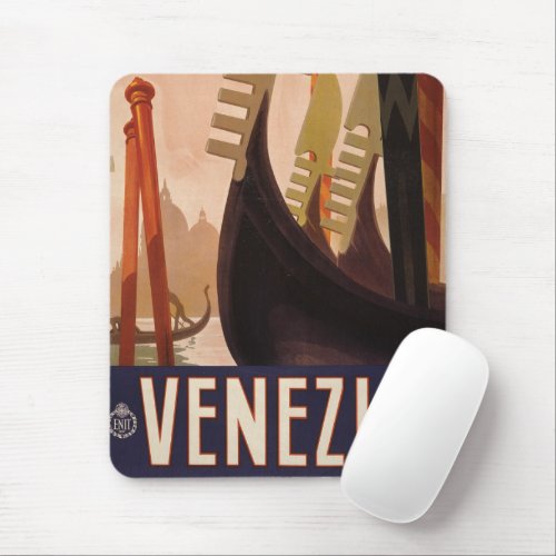 Vintage Travel Poster Showing A Canal In Venice Mouse Pad