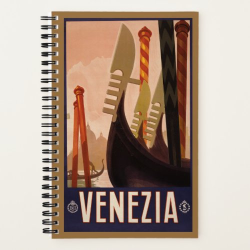 Vintage Travel Poster Showing A Canal In Venice Notebook