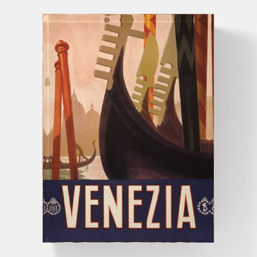 Vintage Travel Poster Showing A Canal In Venice Paperweight