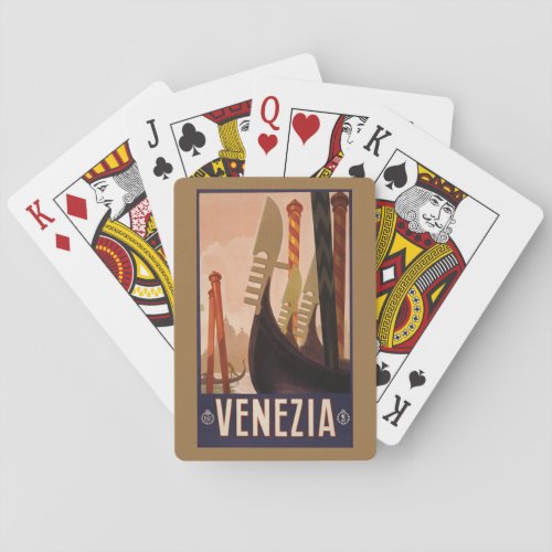 Vintage Travel Poster Showing A Canal In Venice Playing Cards