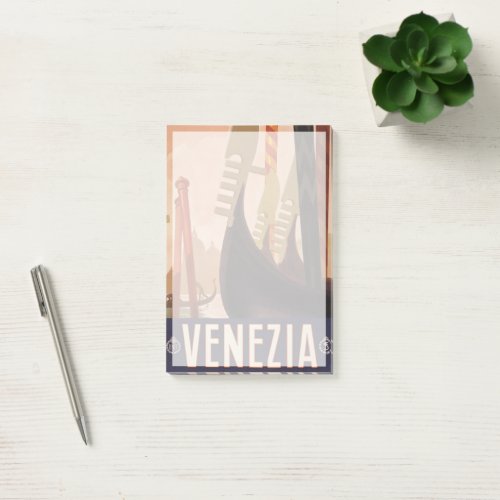 Vintage Travel Poster Showing A Canal In Venice Post_it Notes