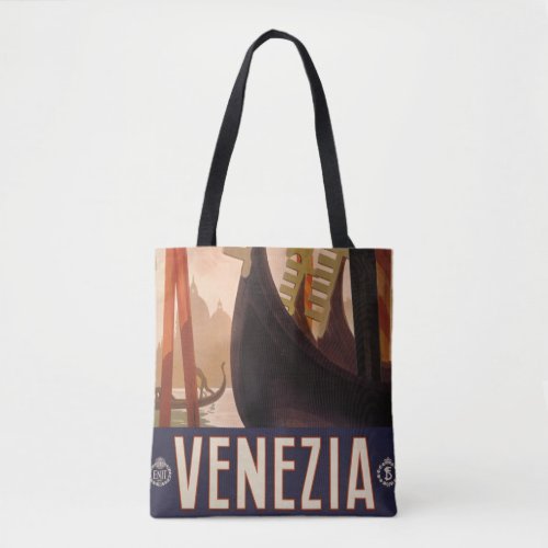 Vintage Travel Poster Showing A Canal In Venice Tote Bag