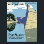 Vintage Travel Poster Showing Fort Marion<br><div class="desc">Vintage travel poster showing view of Fort Marion (Castillo de San Marcos),  St. Augustine,  Florida,  circa 1938.</div>