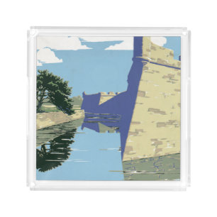 Vintage Travel Poster Showing Fort Marion Acrylic Tray