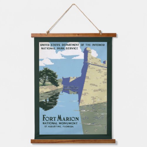 Vintage Travel Poster Showing Fort Marion Hanging Tapestry