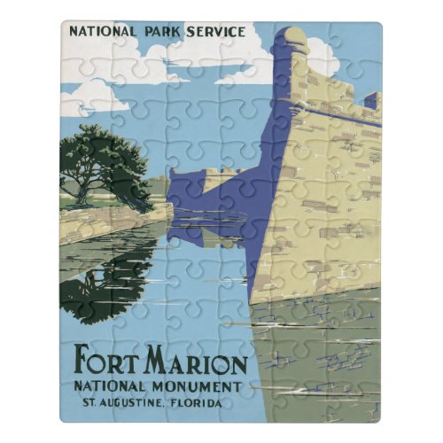 Vintage Travel Poster Showing Fort Marion Jigsaw Puzzle