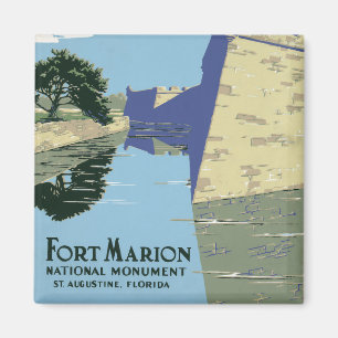 Vintage Travel Poster Showing Fort Marion Magnet