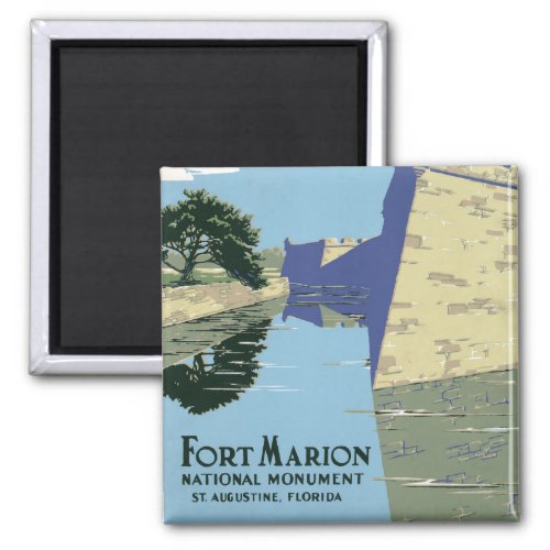 Vintage Travel Poster Showing Fort Marion Magnet