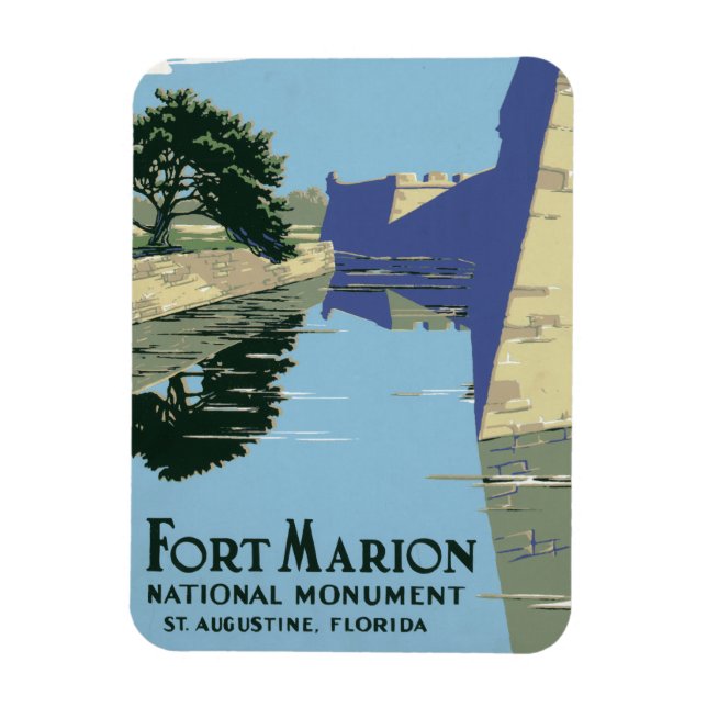 Vintage Travel Poster Showing Fort Marion Magnet (Vertical)