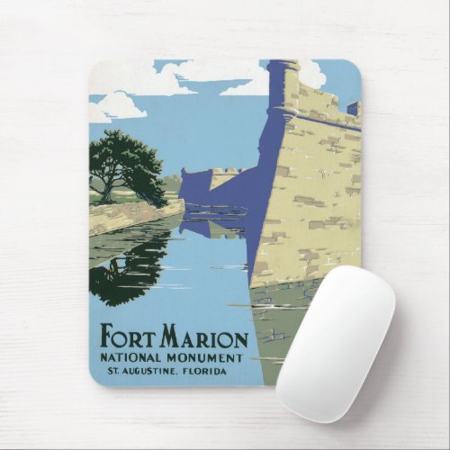 Vintage Travel Poster Showing Fort Marion Mouse Pad