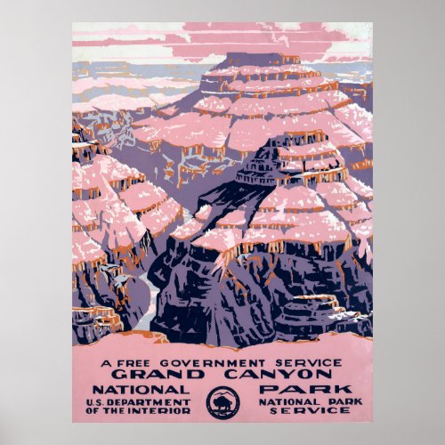 Vintage Travel Poster Shows Views Of Grand Canyon