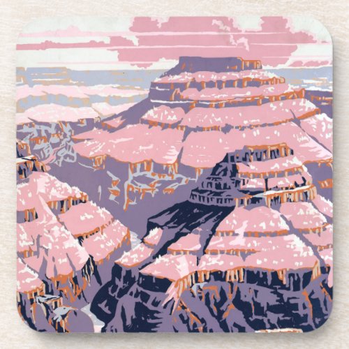 Vintage Travel Poster Shows Views Of Grand Canyon Beverage Coaster