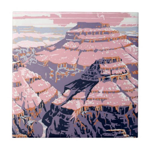 Vintage Travel Poster Shows Views Of Grand Canyon Ceramic Tile