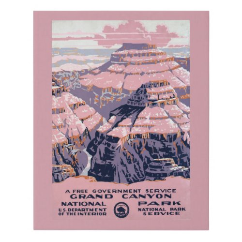 Vintage Travel Poster Shows Views Of Grand Canyon Faux Canvas Print