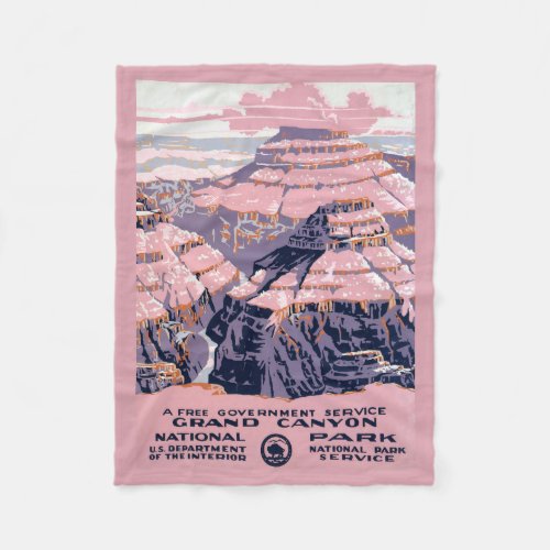 Vintage Travel Poster Shows Views Of Grand Canyon Fleece Blanket