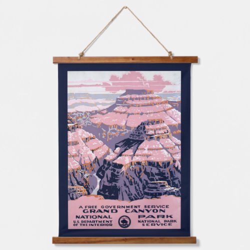 Vintage Travel Poster Shows Views Of Grand Canyon Hanging Tapestry