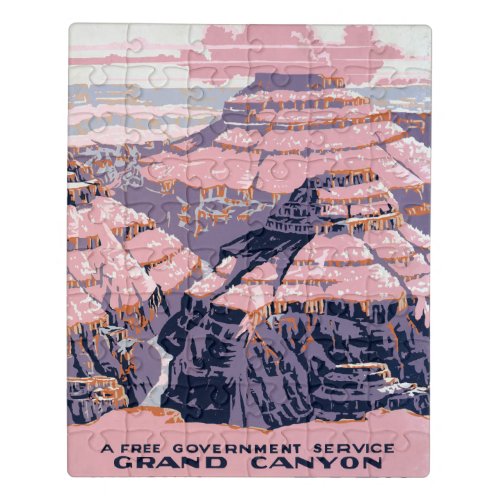 Vintage Travel Poster Shows Views Of Grand Canyon Jigsaw Puzzle